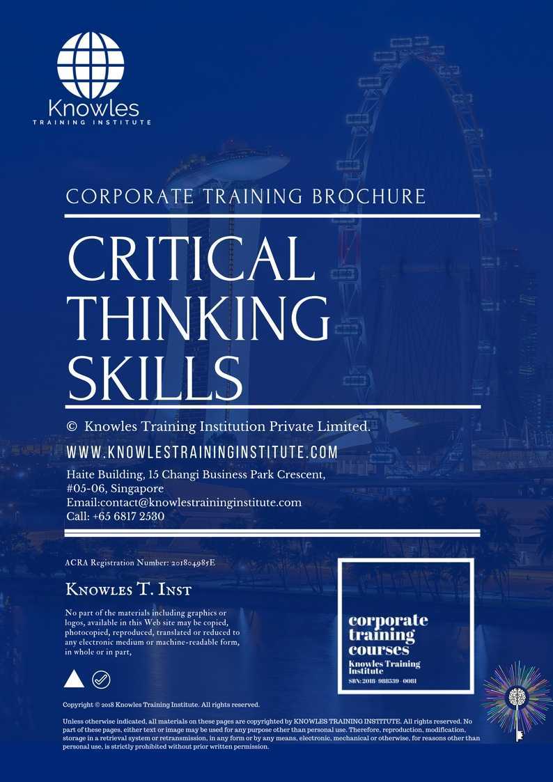 Critical Thinking Skills Training Course in Israel Brochure