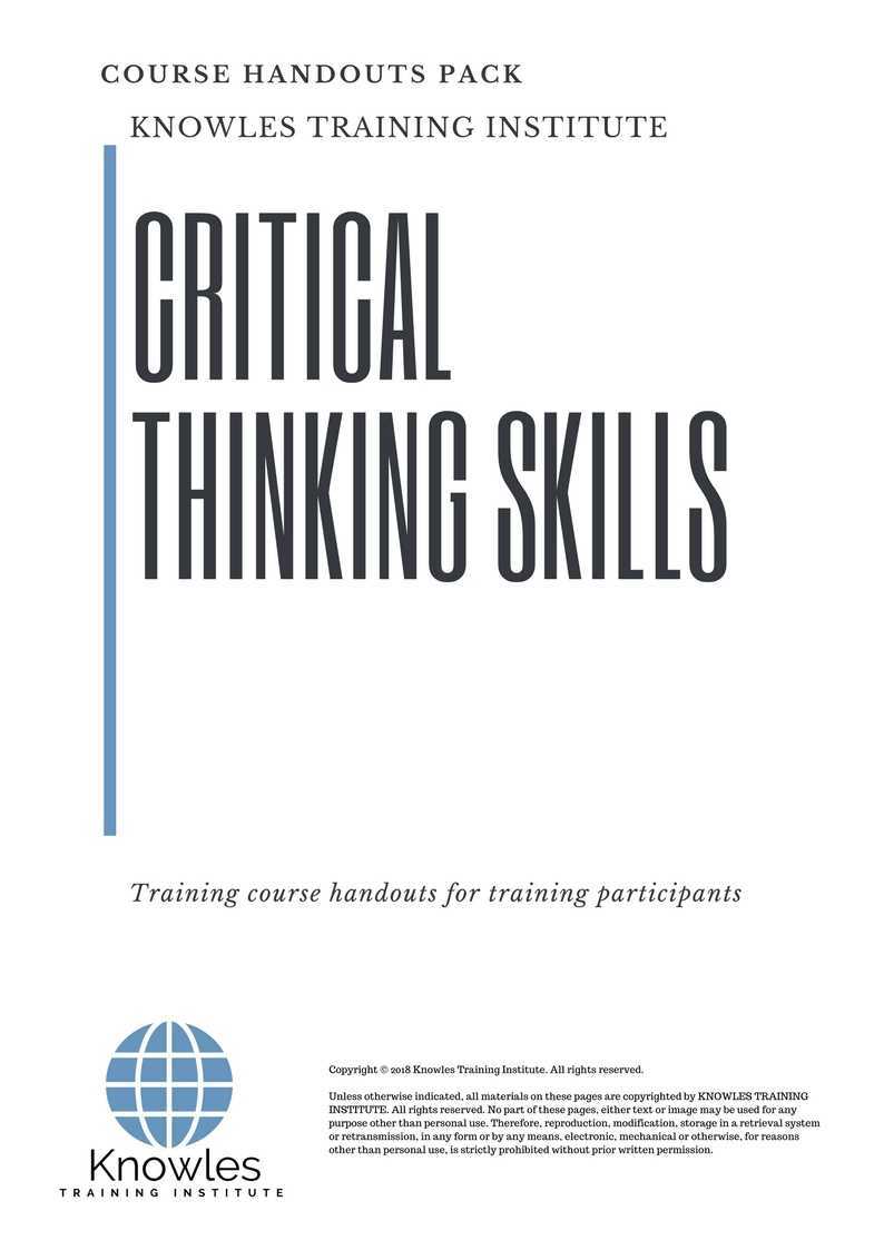 Critical Thinking Skills Training Course in Israel Handouts