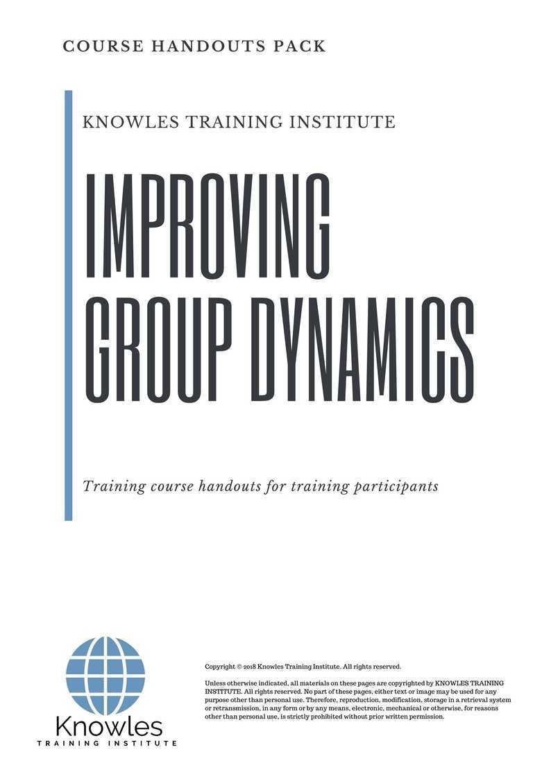 Improving Group Dynamics Training Course in Israel Handouts