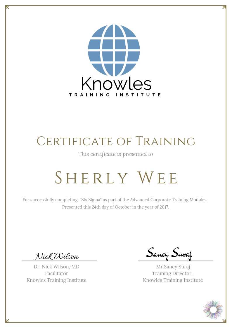Six Sigma Training Course in Israel Certificate