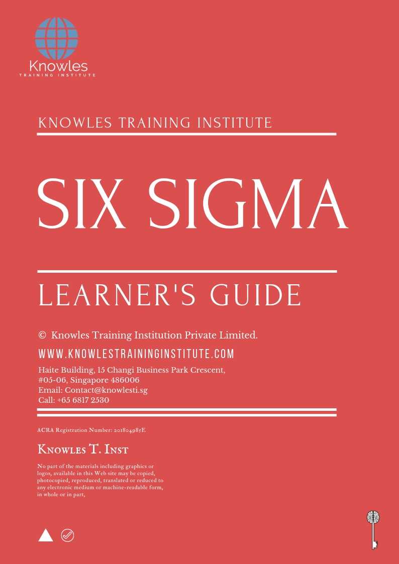 Six Sigma Training Course in Israel Learner’s Guide