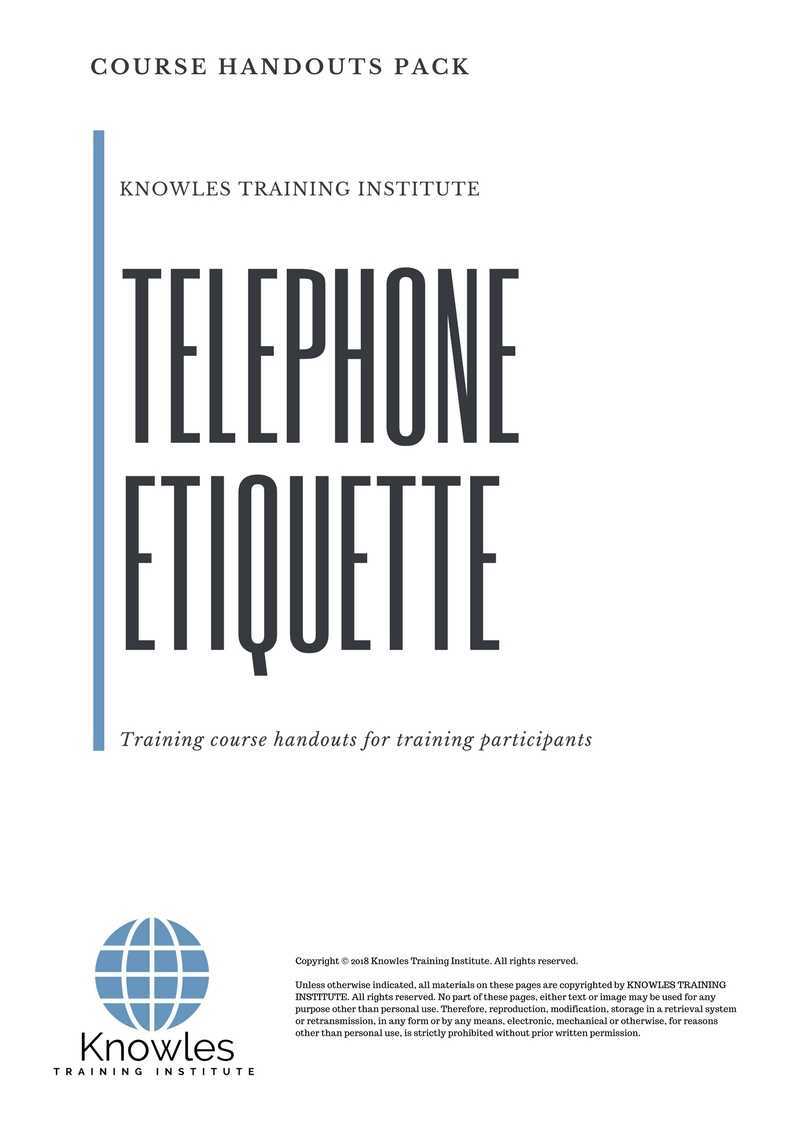 Telephone Etiquette Training Course in Israel Handouts