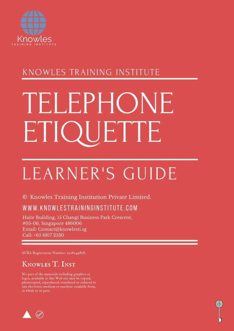 Telephone Etiquette Training Course in Israel Learner’s Guide