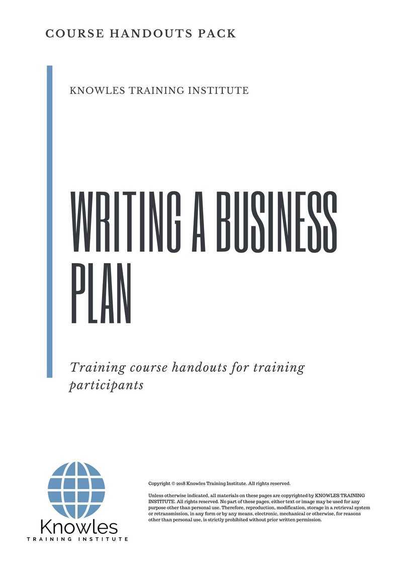 Writing A Business Plan Training Course in Israel Handouts