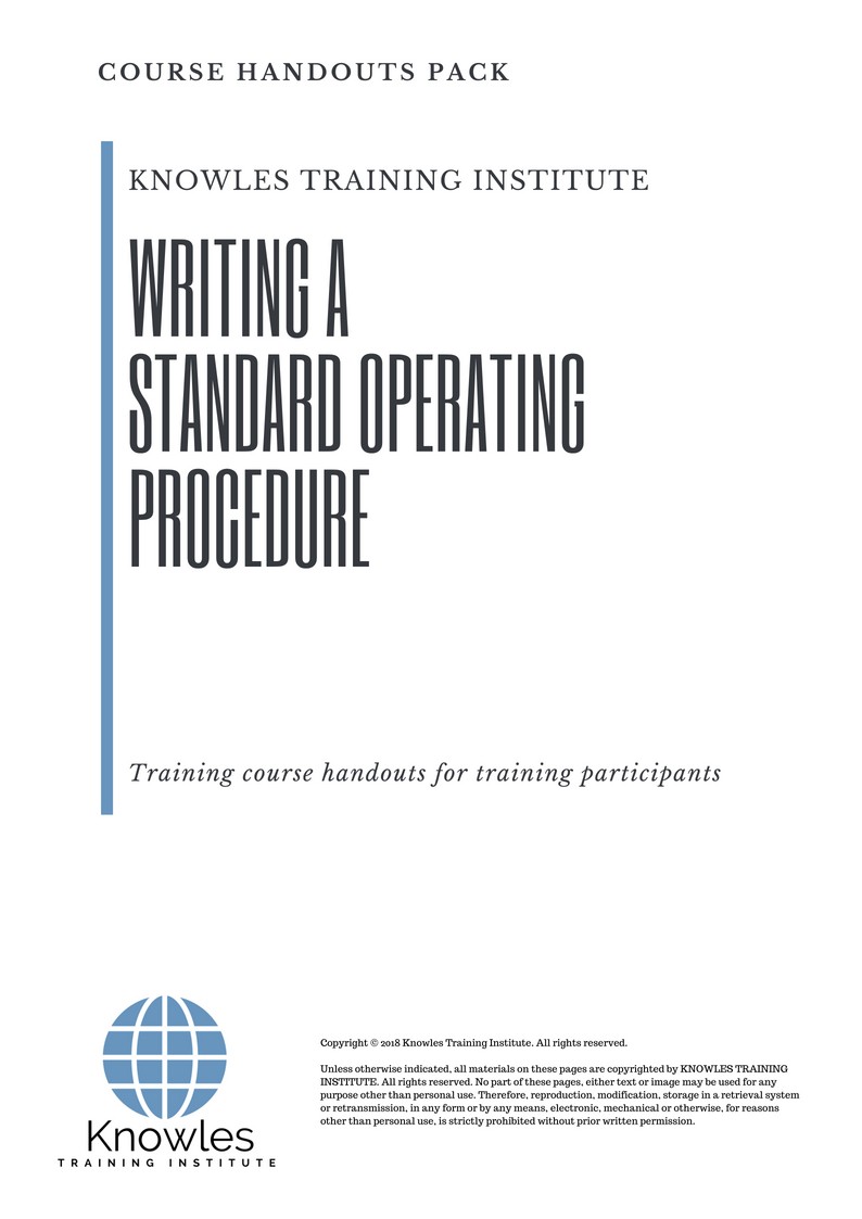 Writing A Standard Operating Procedure Training Course in Israel Course Handouts