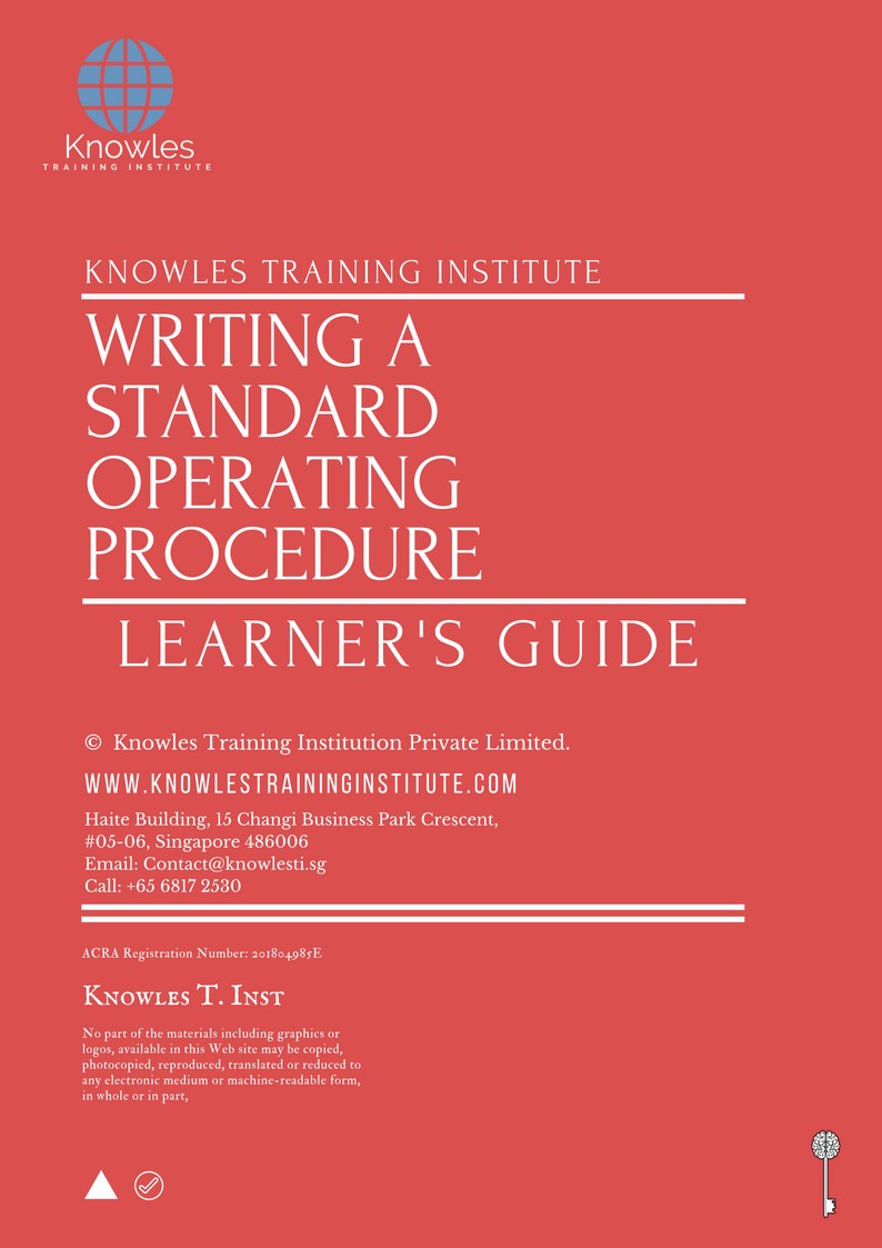 Writing A Standard Operating Procedure Training Course in Israel Learner’s Guide