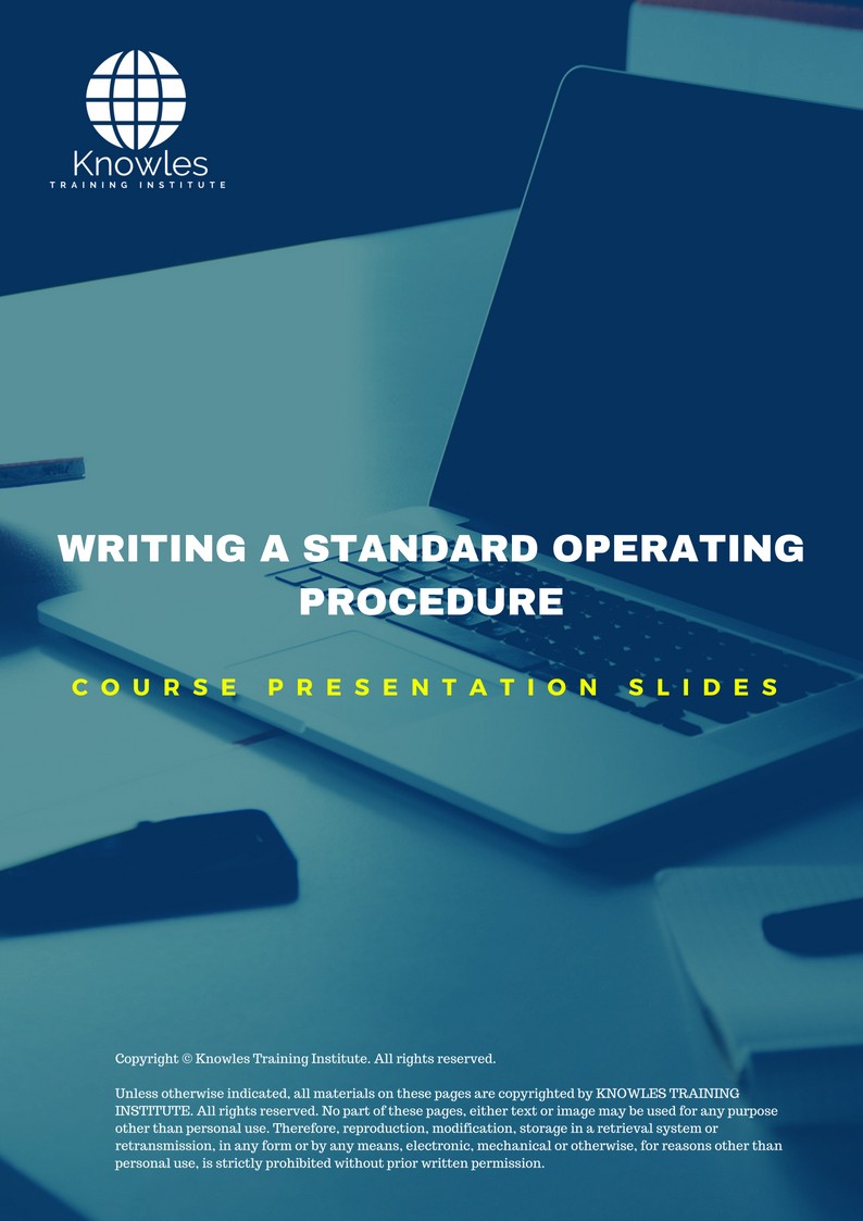 Writing A Standard Operating Procedure Training Course in Israel Presentation Slide